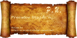 Preradov Ulpián névjegykártya